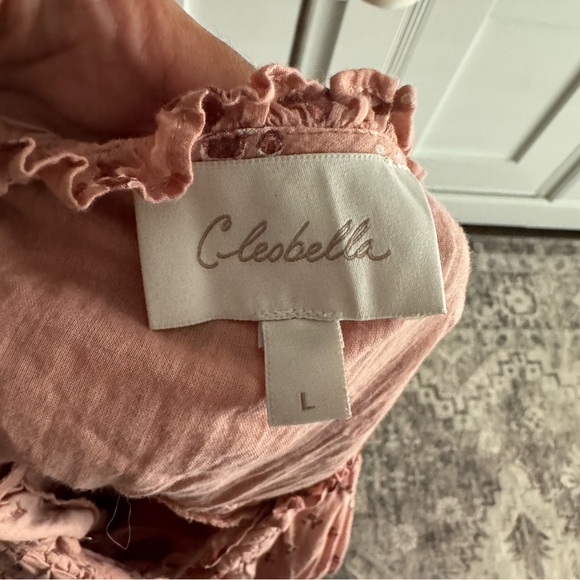 Cleobella Sybil Pink Floral Puff Short Sleeve Lined Babydoll Mini Dress Size L - Picture 6 of 14